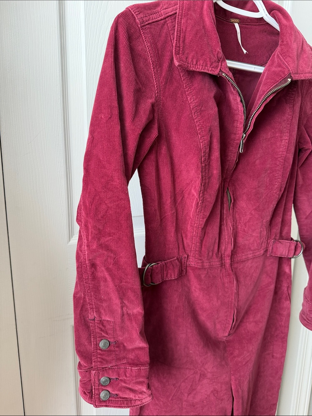 Free People Corduroy Zip-Front Jumpsuit in Burgundy - Picture 5 of 13